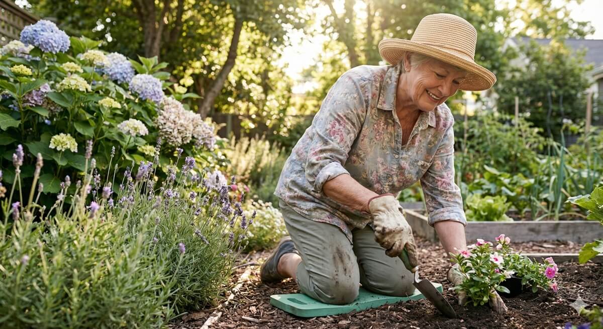 Senior enjoying retirement gardening
